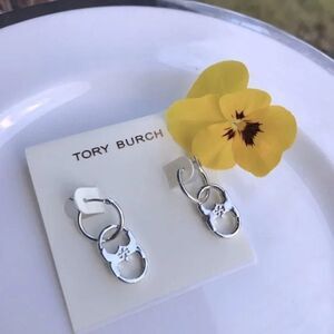 NWOT Tory Burch Silver Gemini Small Hoop Earring’s